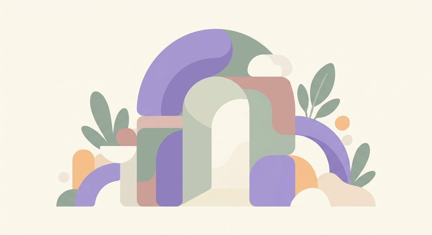Welcoming archway with organic shapes representing an inviting place to explore and find support